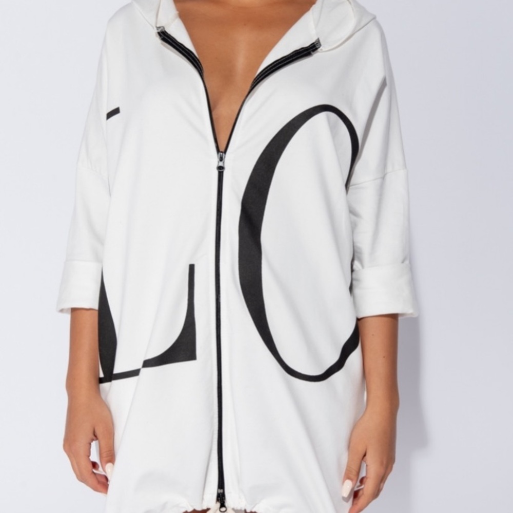☽ SOLD OUT Off White Love Hoodie Dress - Picture 16 of 16